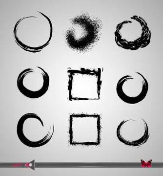 Set Vector Shape. Circle Stamps. Round Brush Stroke. Icon, Logo, Banner Desig Illustrazione stock