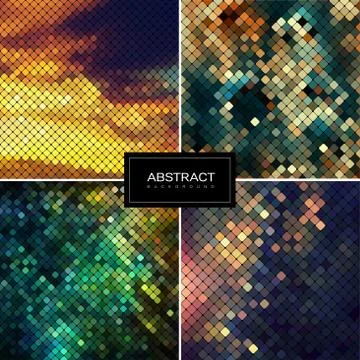 Set of vector shiny mosaic backgrounds Stock Illustration