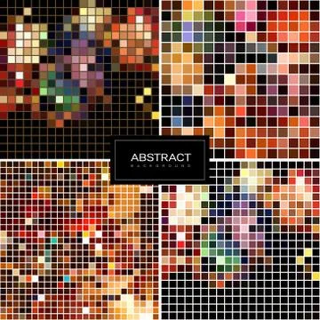 Set of vector shiny mosaic backgrounds Stock Illustration
