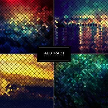 Set of vector shiny mosaic backgrounds Stock Illustration