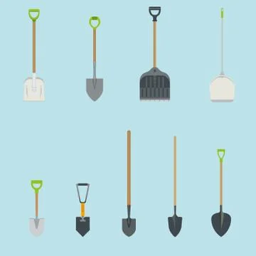 Set of vector shovels. Stock Illustration
