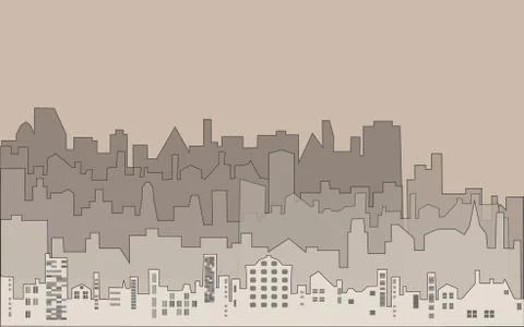 Set of vector silhouette buildings Illustrazione stock