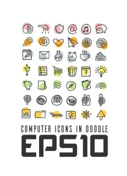 Set vector simple icon in Doodle Illustrazione stock