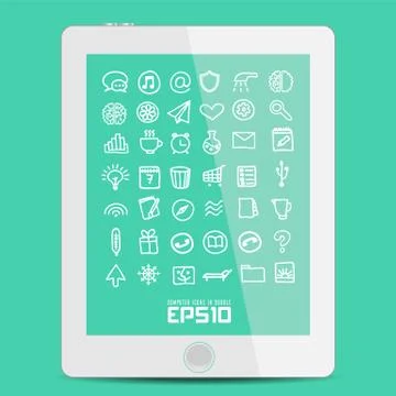 Set vector simple icon in Doodle Stock Illustration