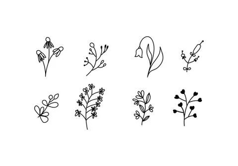 Set of vector sketches and line doodles logo. Hand drawn design elements Illustrazione stock