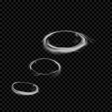 Set of vector smoke rings. Realistic circle vape texture. Transparent cloud Stock Illustration