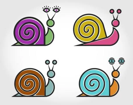 Set of vector snail logos Stock Illustration