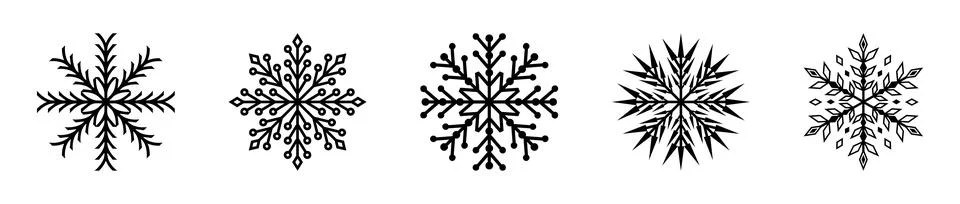 Set of vector snowflake icons. Winter decorative elements Stock Illustration