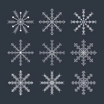 Set of vector snowflakes icon Stock Illustration