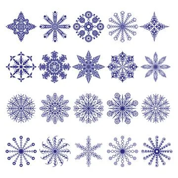 Set of vector snowflakes Stock Illustration