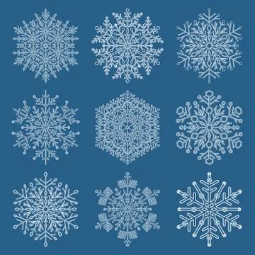 Set of Vector Snowflakes Stock Illustration