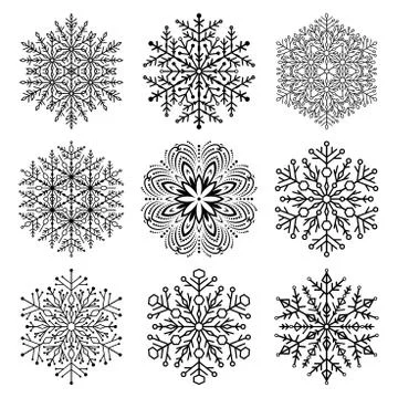 Set of Vector Snowflakes Stock Illustration