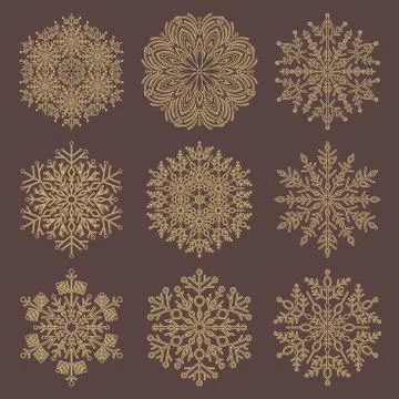 Set of Vector Snowflakes Stock Illustration