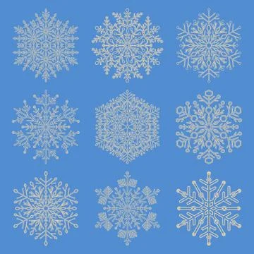 Set of Vector Snowflakes Stock Illustration