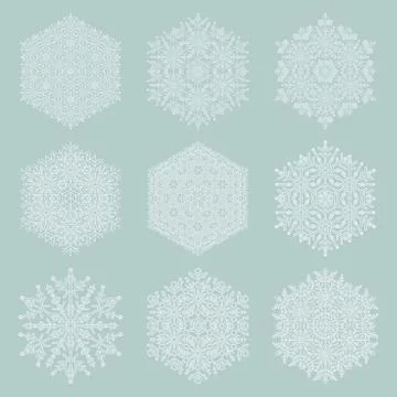 Set of Vector Snowflakes Stock Illustration