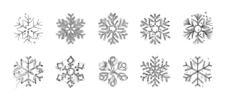 Set of vector snowflakes Stock Illustration