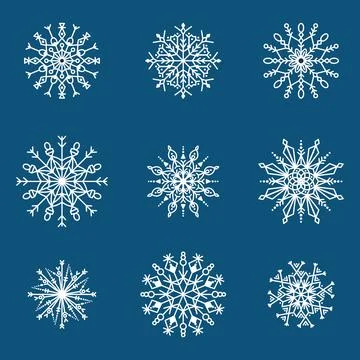 A set of vector snowflakes, openwork. winter elements Stock Illustration