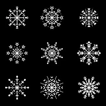 A set of vector snowflakes, openwork. winter elements Illustrazione stock