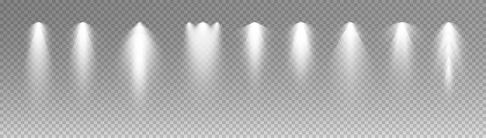 Set of vector spotlights. various forms of light. Stage spotlights. Light Stock Illustration