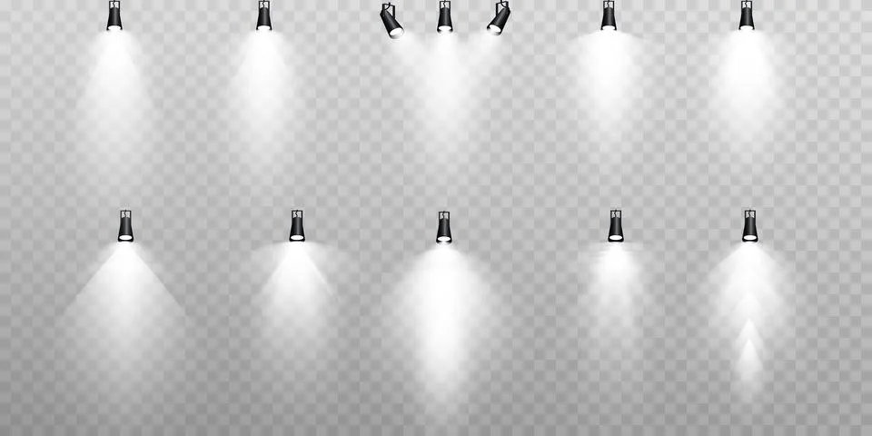 Set of vector spotlights. various forms of light. Stage spotlights. Light Stock-Illustration