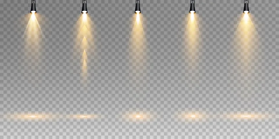 Set of vector spotlights. various forms of light. Stage spotlights. Light Illustrazione stock
