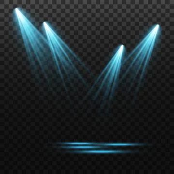 Set of vector spotlights. various forms of light, blue color. stage projector Stock-Illustration