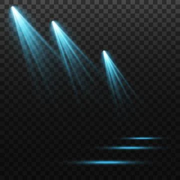 Set of vector spotlights. various forms of light, blue color. stage projector Stock-Illustration