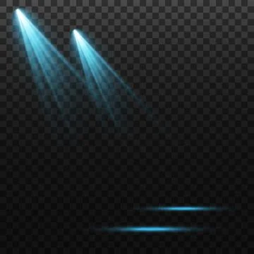Set of vector spotlights. various forms of light, blue color. stage projector Illustrazione stock