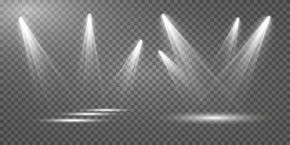 Set of vector spotlights. various forms of light. Stage spotlights. Light Stock-Illustration