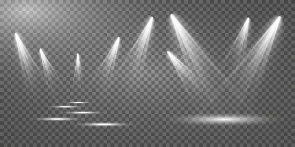 Set of vector spotlights. various forms of light. Stage spotlights. Light Illustrazione stock