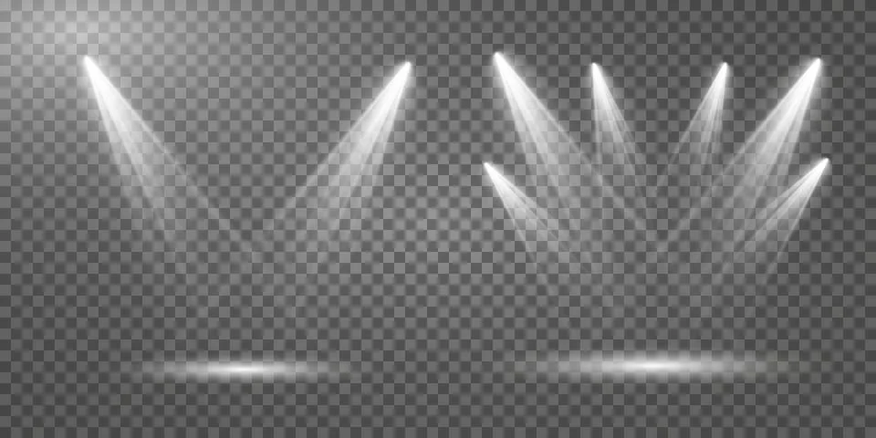 Set of vector spotlights. various forms of light. Stage spotlights. Light Illustrazione stock