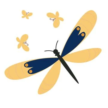 Set of vector spring insect illustrations. Summer tropical moths, butterfly Stock Illustration