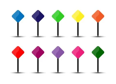 Set of vector square map pointers. Stock illustration for sites and applicati Stock Illustration