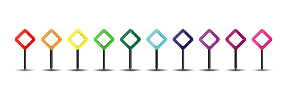 Set of vector square map pointers. Stock illustration for sites and applicati Illustrazione stock