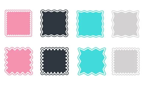 Set of vector squares, icons stickers squares with outline, colored on whit.. Stock Illustration