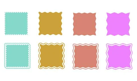 Set of vector squares, icons without outline and with outline, soft corners.. Illustrazione stock