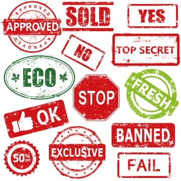 Set of vector stamps and labels Stock Illustration