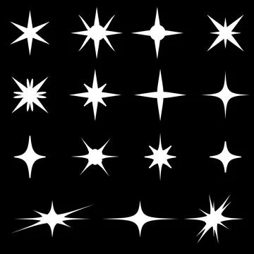 A set of vector star icons and flat-style glare for web design and internet. イラスト素材