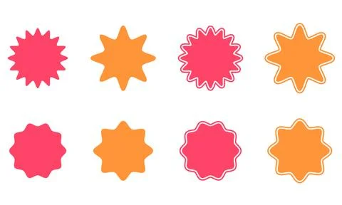 Set of vector starburst, sunburst badges with outline. Vintage labels. Colo.. Stock Illustration