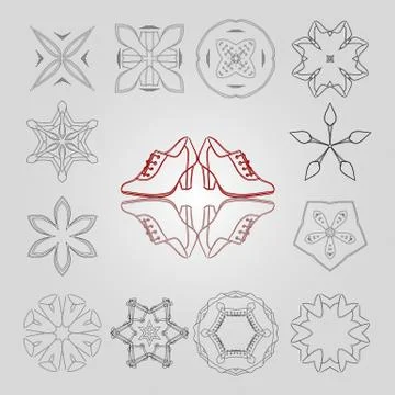 Set of vector stars, colors and circular patterns with two pairs of women's Illustrazione stock