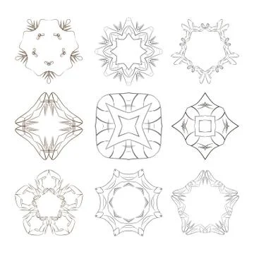 Set of vector stars, colors, circular patterns and mandalas Illustrazione stock