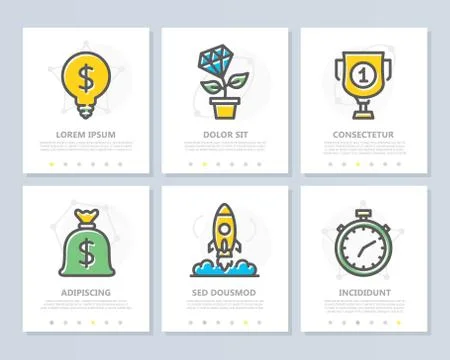 Set of vector startup and business colored elements for multipurpose a4 Illustrazione stock