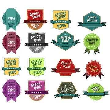 Set of vector stickers and ribbons illustration eps 10. Stock Illustration
