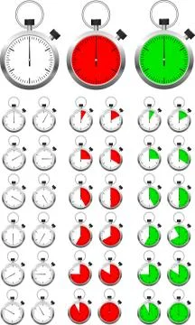 Set of vector stopwatch timers indicating different periods of time. Easy edi Stock Illustration
