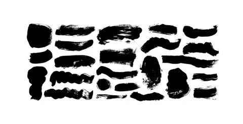 Set of vector straight and curved brush strokes. Stock Illustration