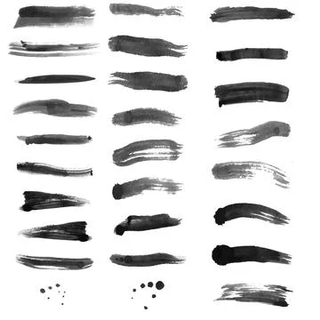 Set of vector strokes of ink brushes Stock Illustration