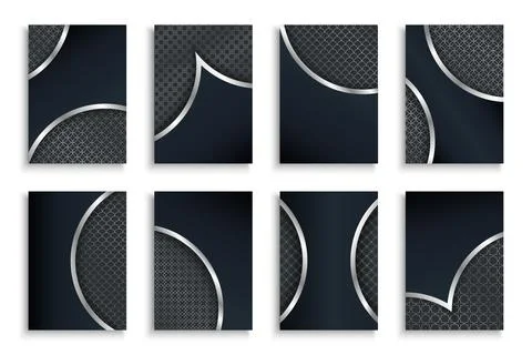 Set of vector stylish metallic covers, templates, backgrounds, placards, broc Stock Illustration