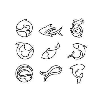 Set of vector stylized fishes Stock Illustration