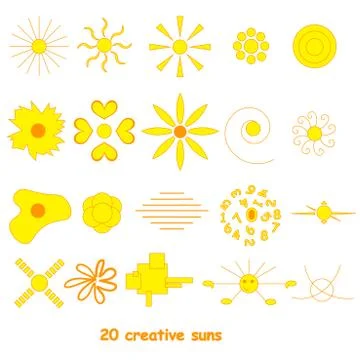 Set of vector suns elements for design Stock Illustration
