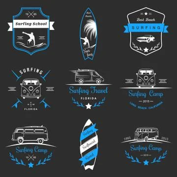 Set of Vector Surf Logo and Badges Stock Illustration